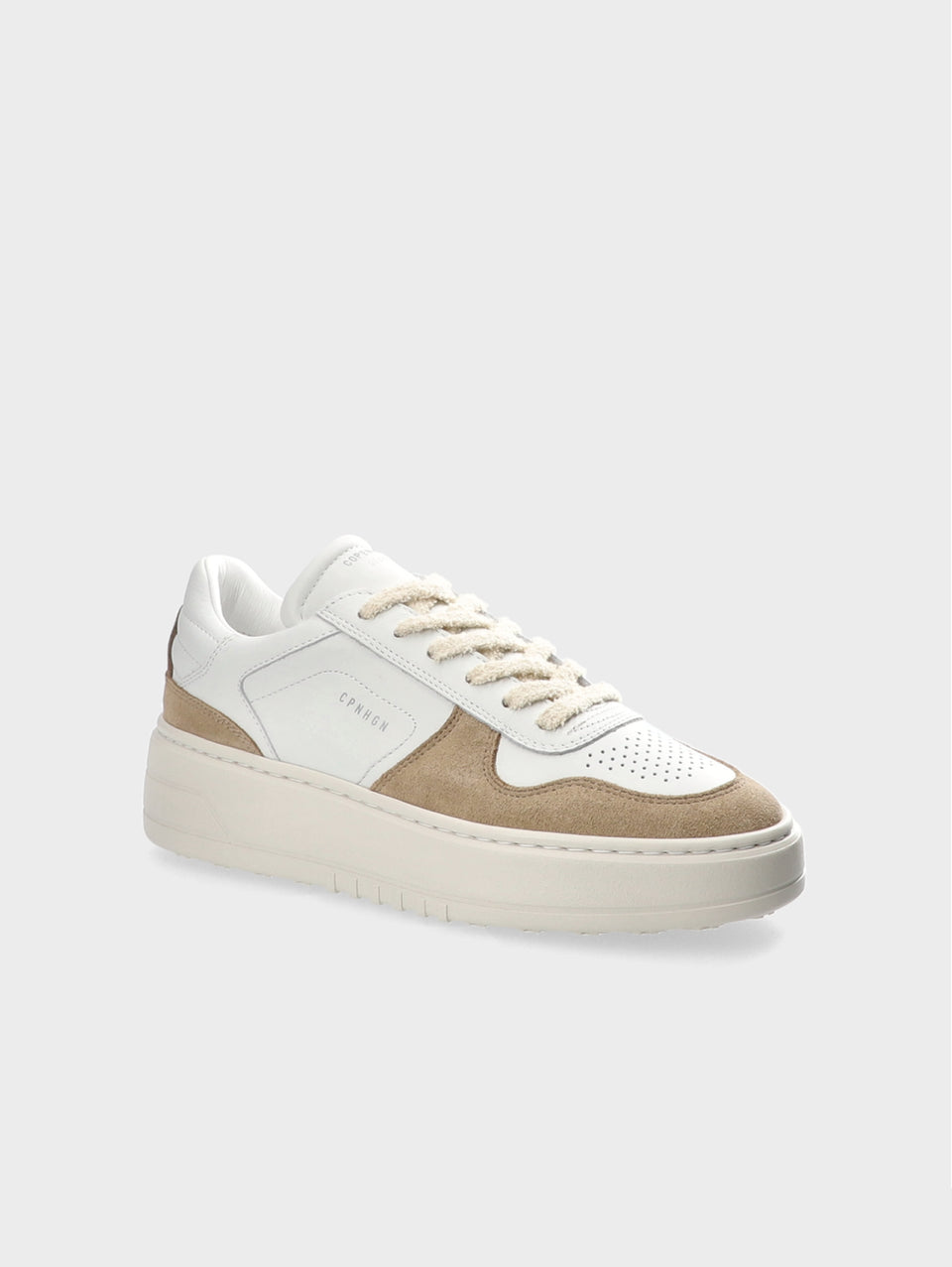 COPENHAGEN Sneakers Platform in Suede e Pelle Bianco/Beige Online Outlet