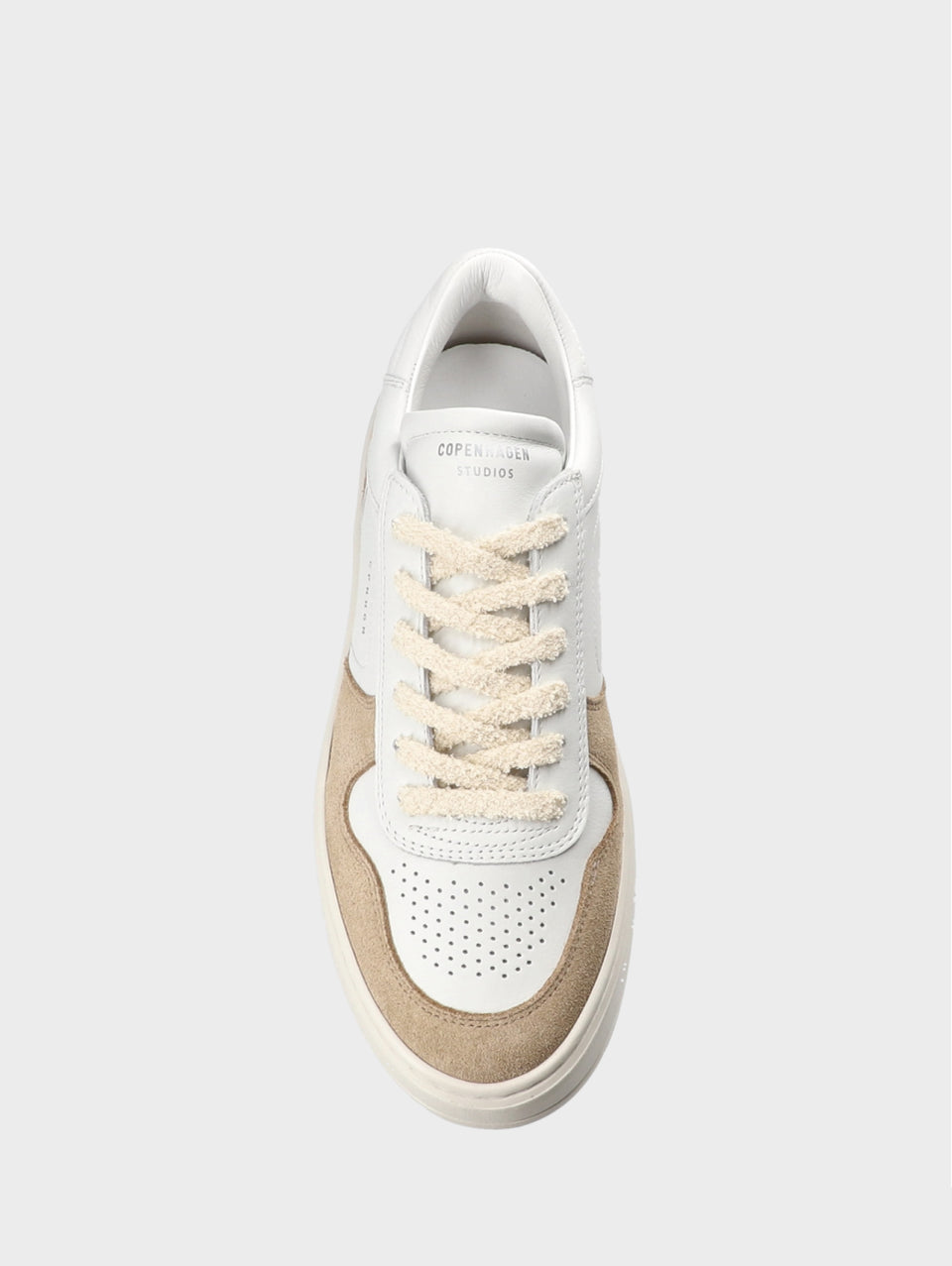COPENHAGEN Sneakers Platform in Suede e Pelle Bianco/Beige Online Outlet