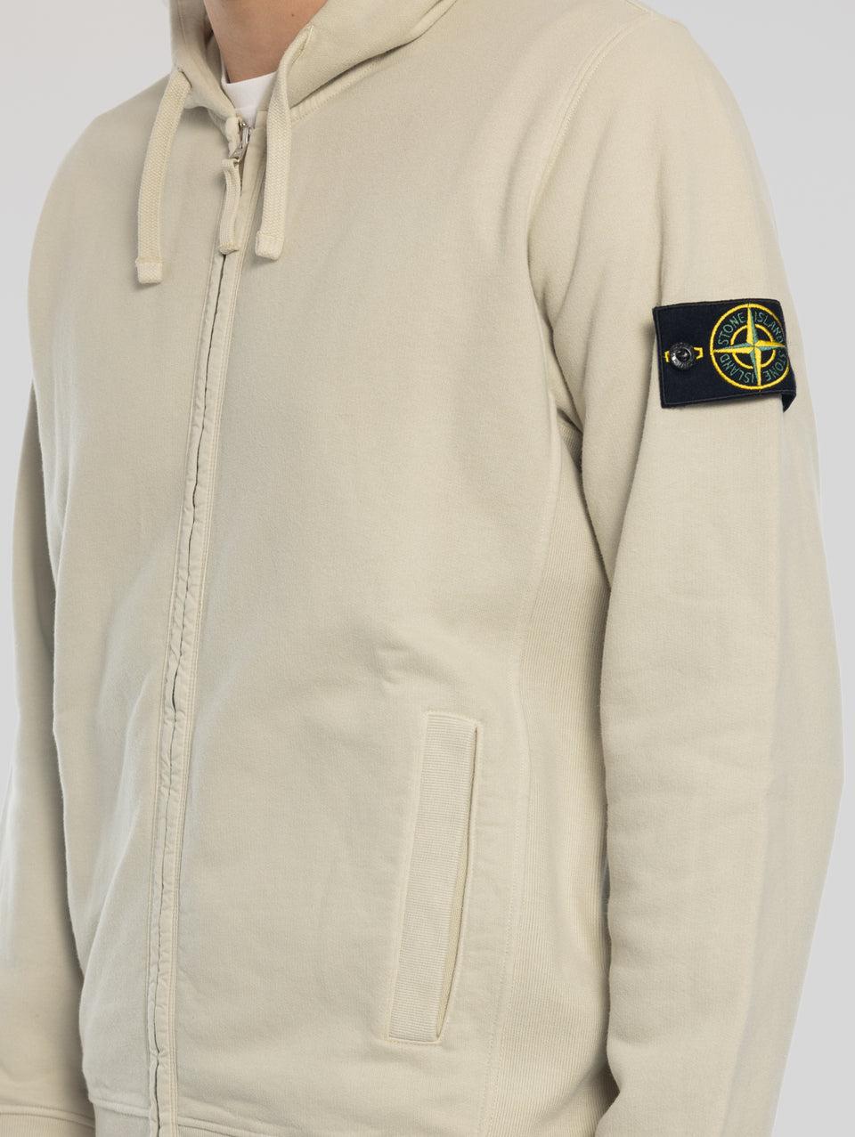 STONE ISLAND Felpa Full Zip in Cotone Organico Stucco Only for today
