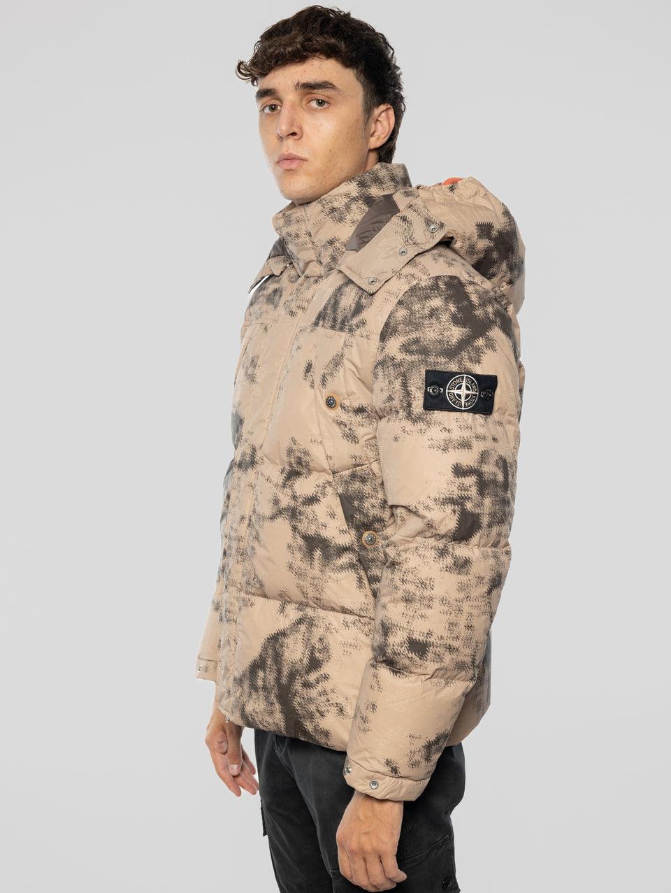 STONE ISLAND Piumino Mimetico Termosensibile Grigio/Beige Officina