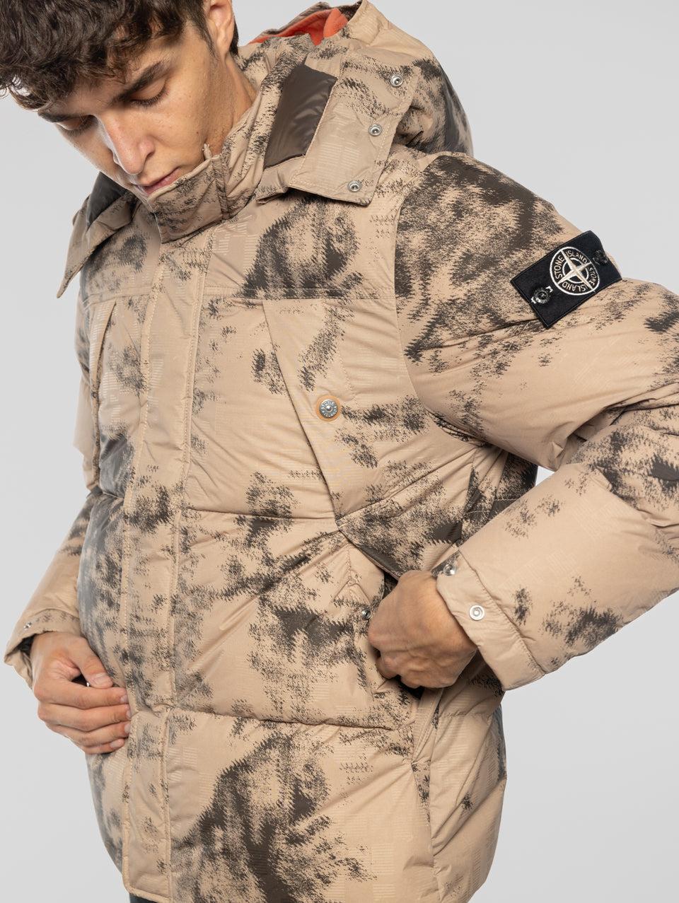 STONE ISLAND Piumino Mimetico Termosensibile Grigio/Beige Officina