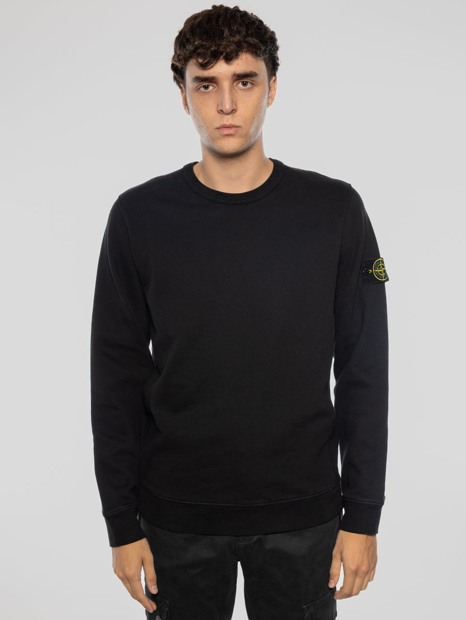 STONE ISLAND Felpa Girocollo in Cotone Nero Esporta salva
