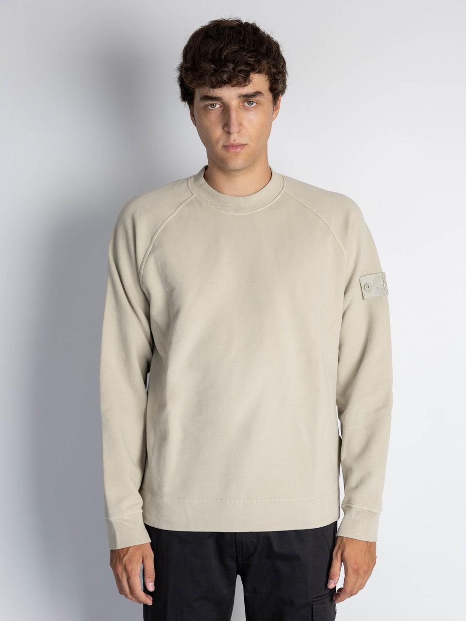 STONE ISLAND Felpa Girocollo Ghost Tinta in Capo Beige Italy