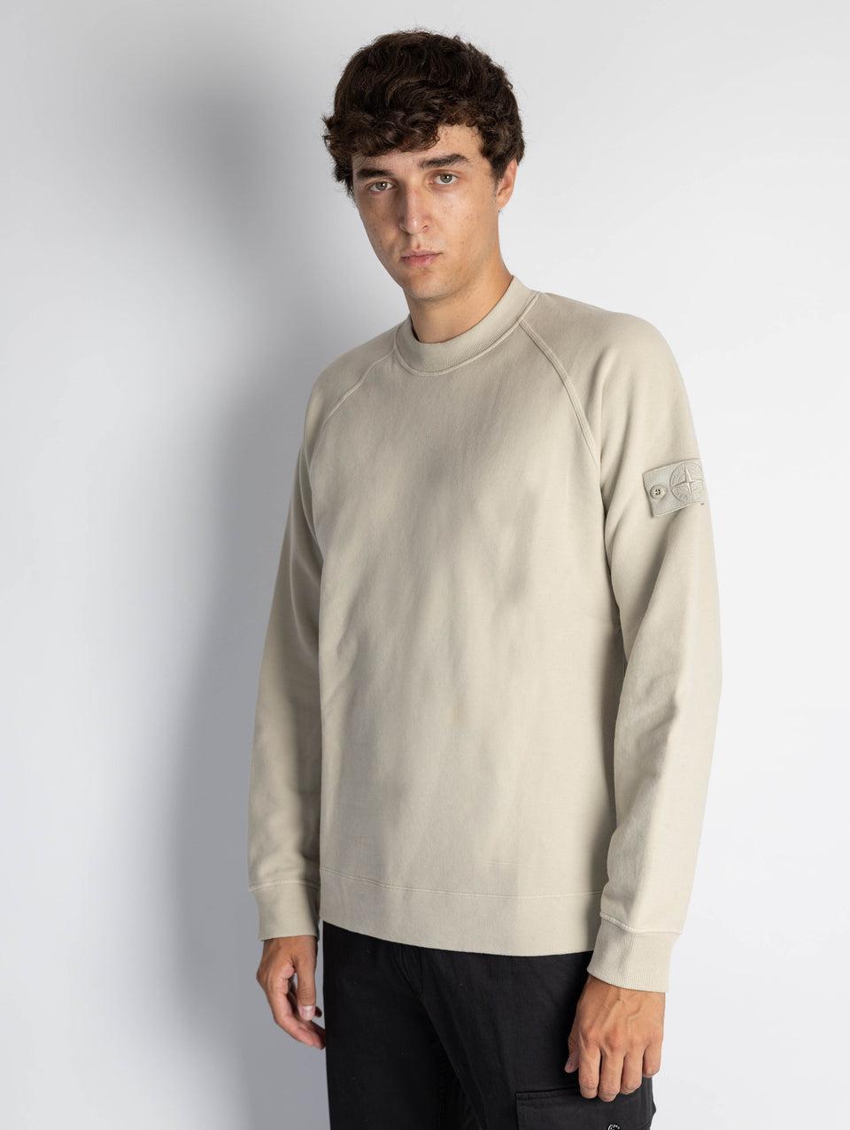 STONE ISLAND Felpa Girocollo Ghost Tinta in Capo Beige Italy