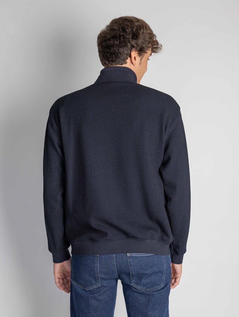 BARENA VENEZIA Bomber in Maglia Intrecciata Tofolo Blu Italia