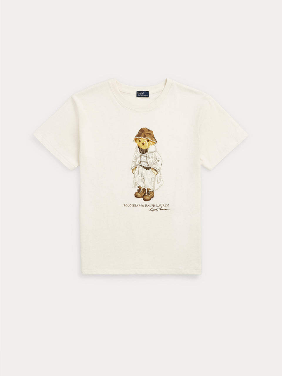 RALPH LAUREN T-shirt con Stampa Polo Bear Crema Sconto