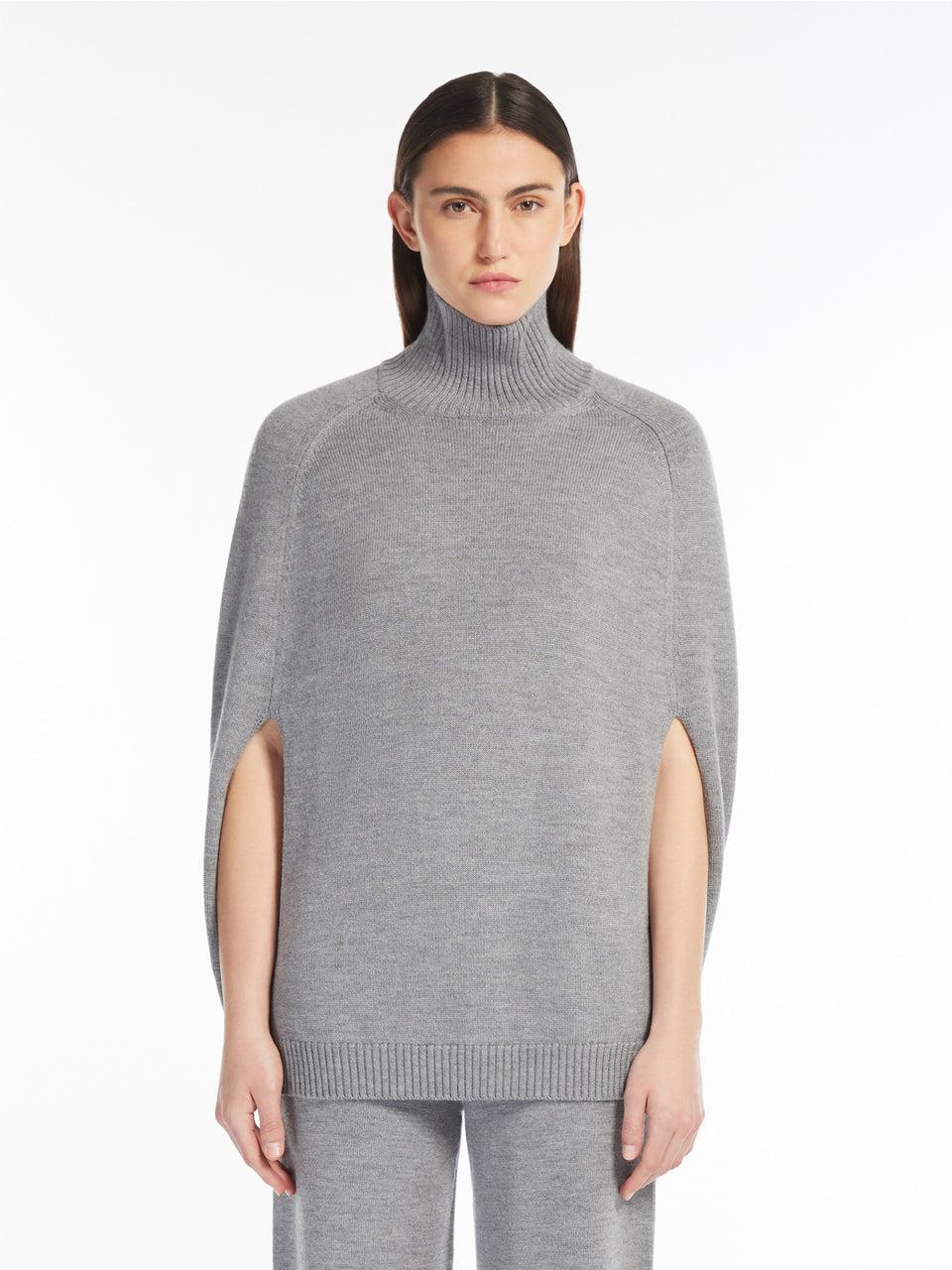 MAX MARA LEISURE Cappa in Lana con Collo Alto Grigio Vendite stagionali