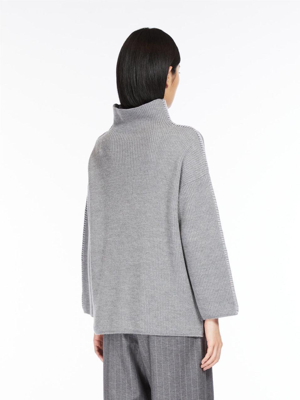 MAX MARA LEISURE Maglia in Lana con Collo a Cratere Grigio Black Friday
