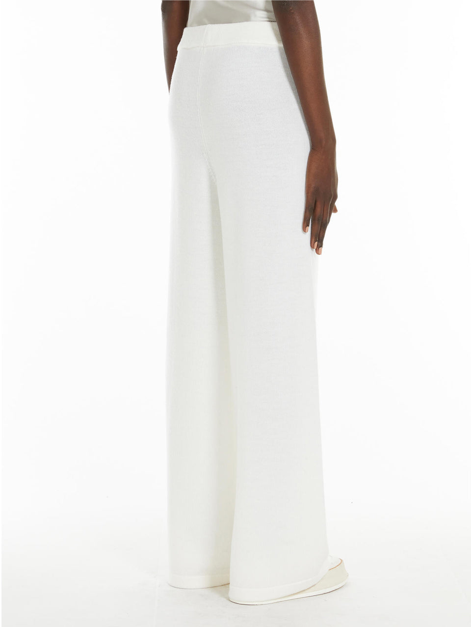 MAX MARA LEISURE Pantataloni Dritti in Pura Lana Bianco Offerta Pasqua