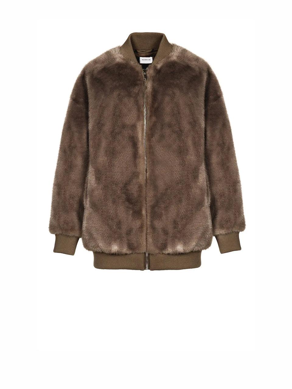 P.A.R.O.S.H. Bomber in Ecopelliccia Marrone Offerta per la Festa della Mamma