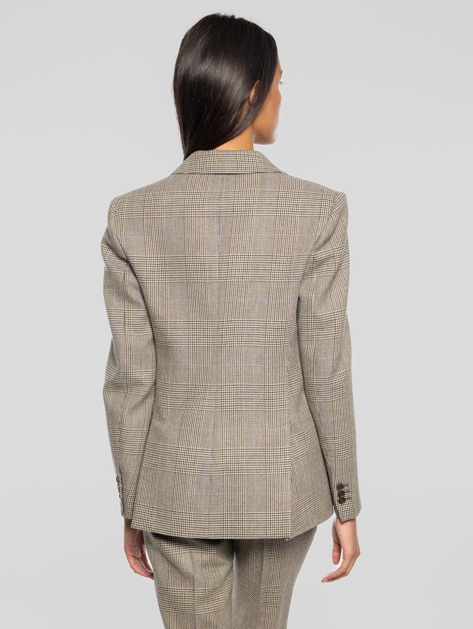 P.A.R.O.S.H. Giacca un Petto Fantasia Check Marrone Offerta San Valentino