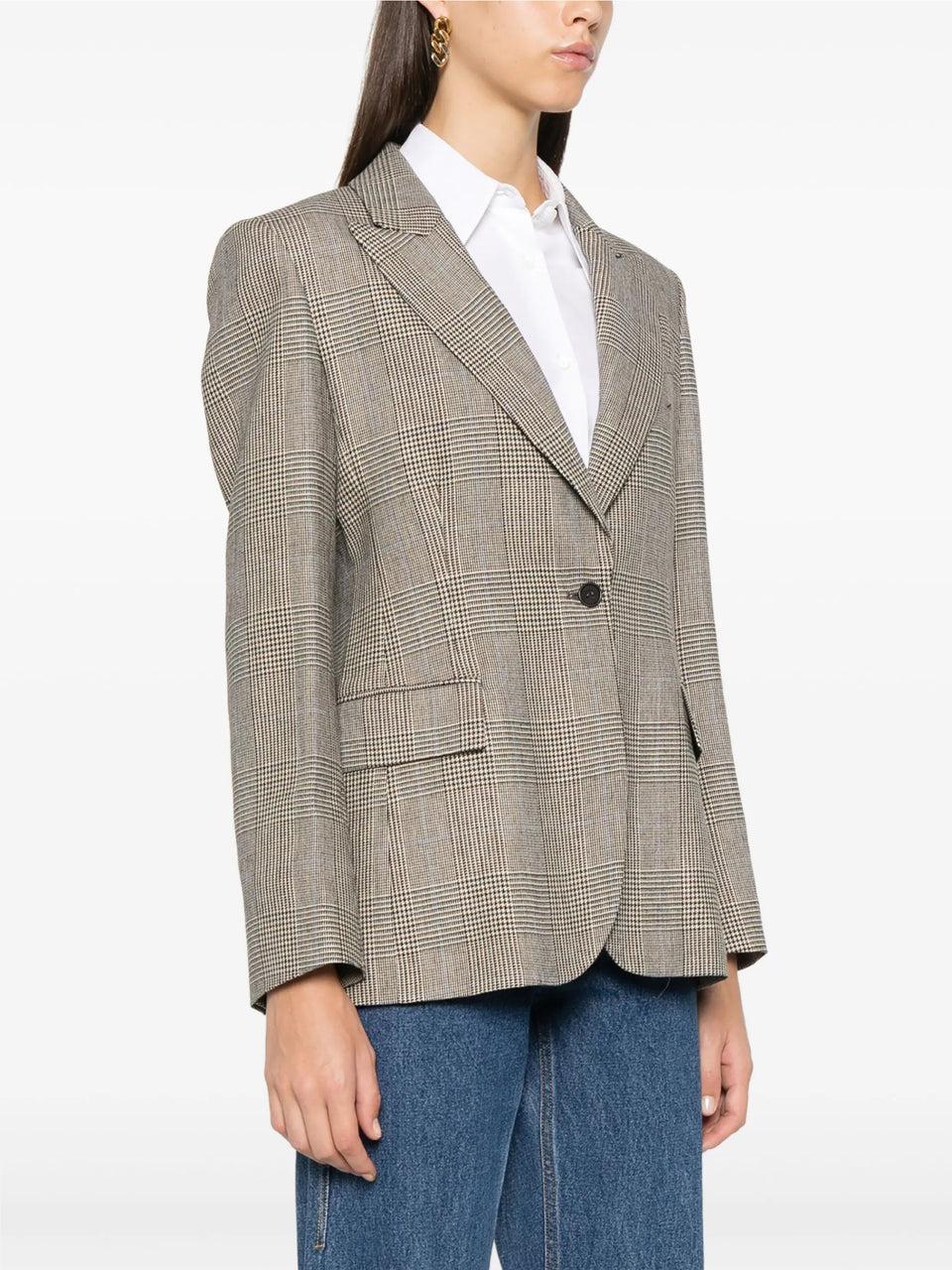 P.A.R.O.S.H. Giacca un Petto Fantasia Check Marrone Offerta San Valentino