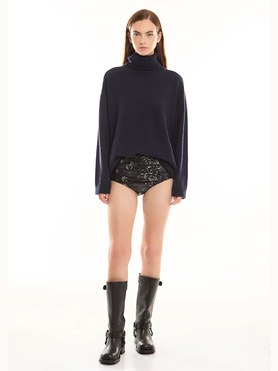 P.A.R.O.S.H. Maglia Collo Alto in Lana Blu Vendita calda