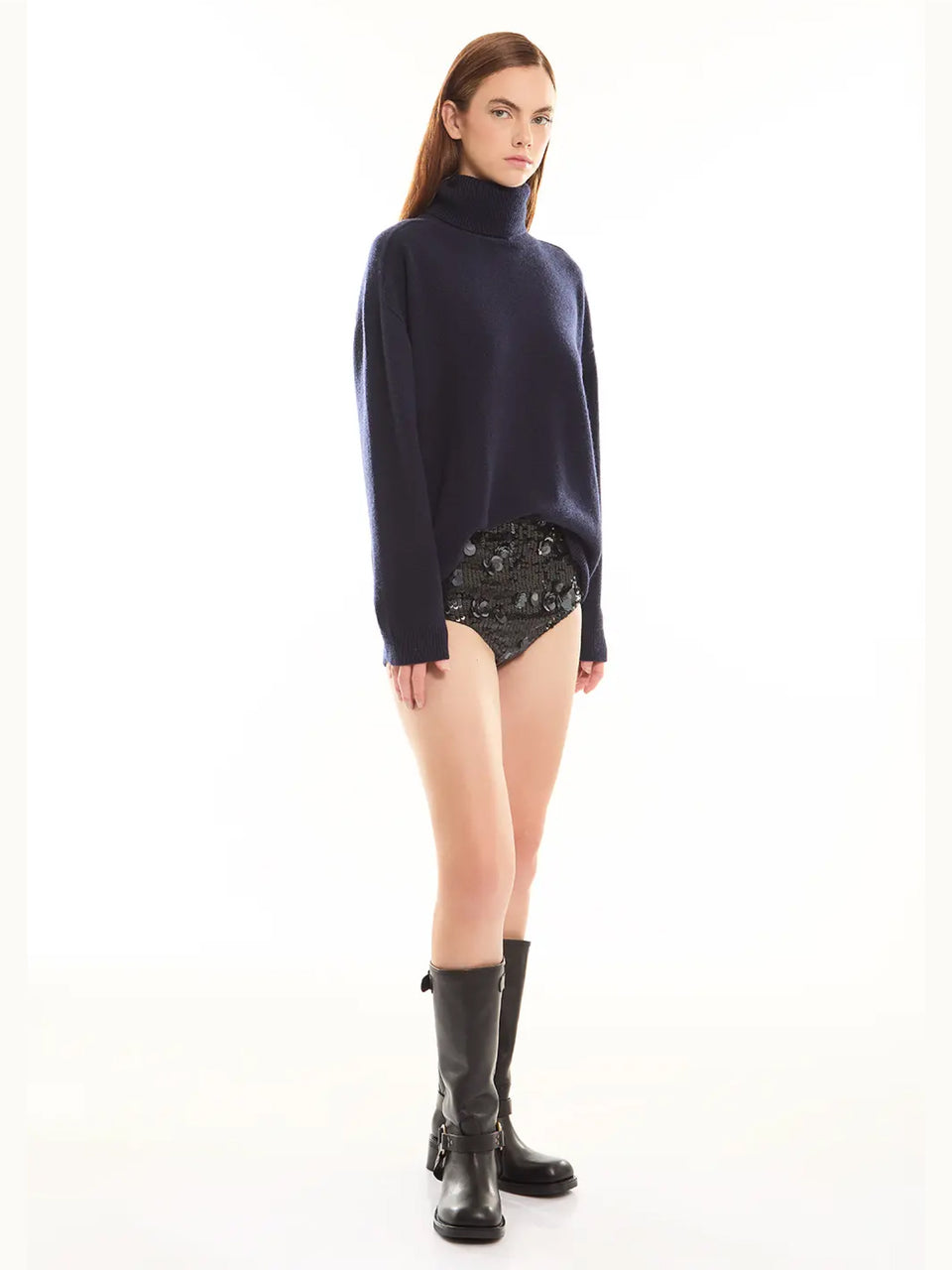 P.A.R.O.S.H. Maglia Collo Alto in Lana Blu Vendita calda