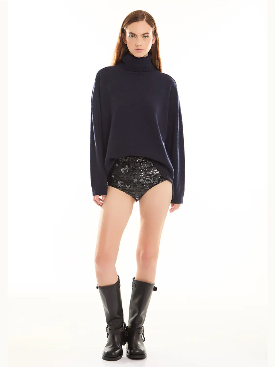 P.A.R.O.S.H. Maglia Collo Alto in Lana Blu Vendita calda