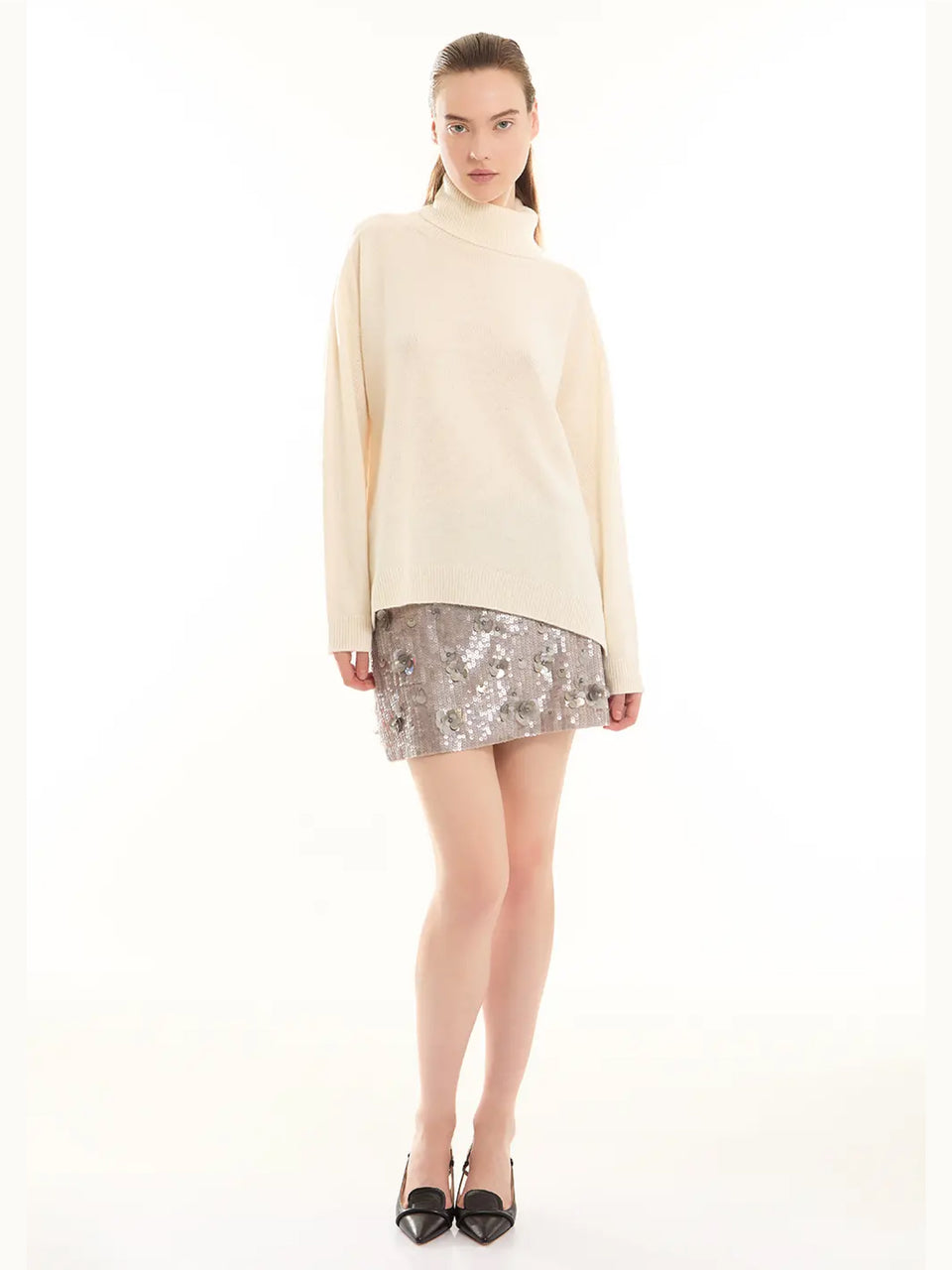 P.A.R.O.S.H. Maglia Collo Alto in Lana Panna Offerta migliore
