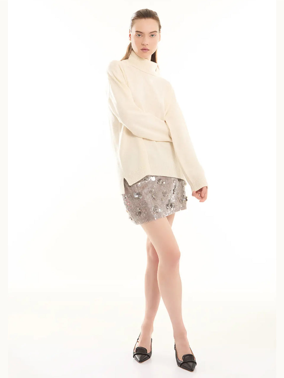 P.A.R.O.S.H. Maglia Collo Alto in Lana Panna Offerta migliore