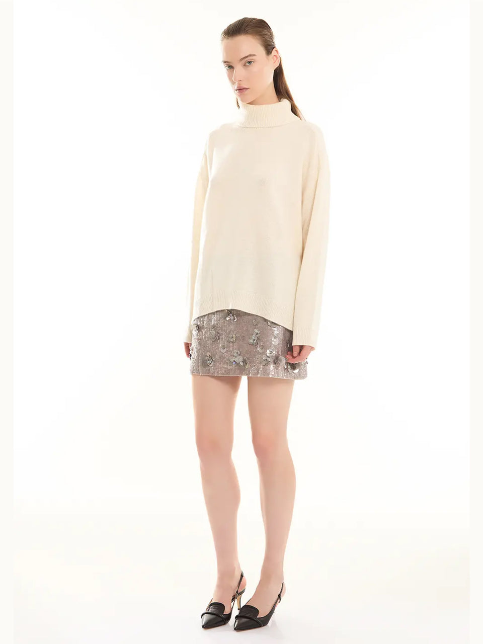 P.A.R.O.S.H. Maglia Collo Alto in Lana Panna Offerta migliore