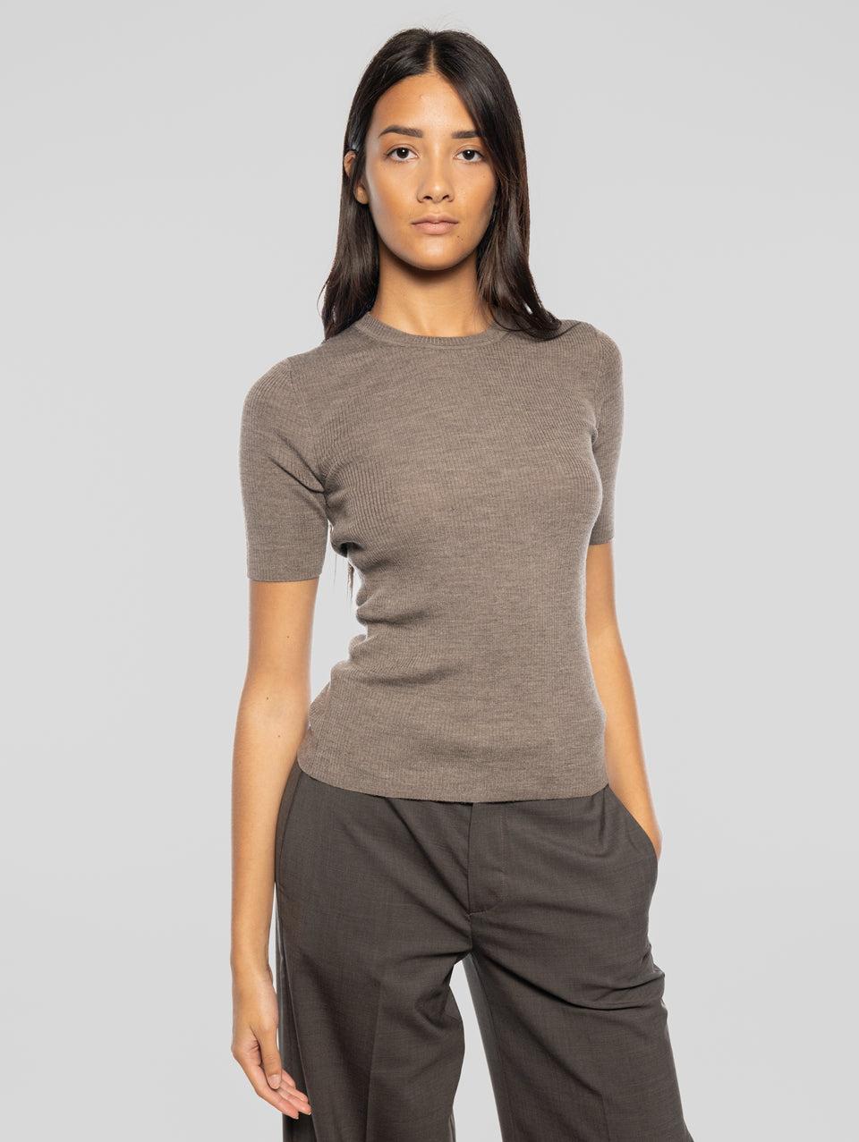 P.A.R.O.S.H. Maglia Maniche Corte a Costine Visone Online Outlet