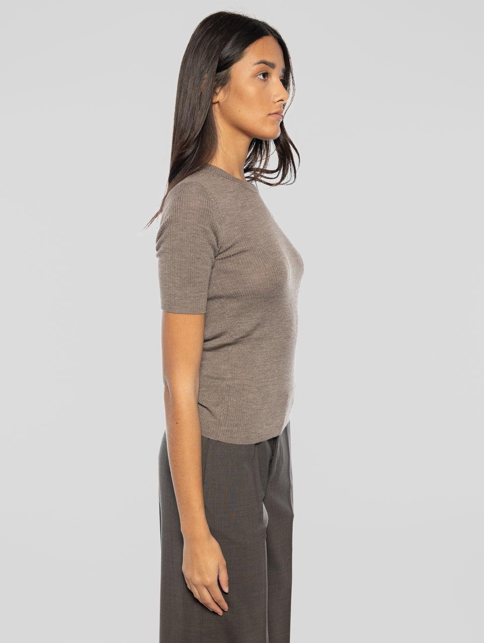 P.A.R.O.S.H. Maglia Maniche Corte a Costine Visone Online Outlet