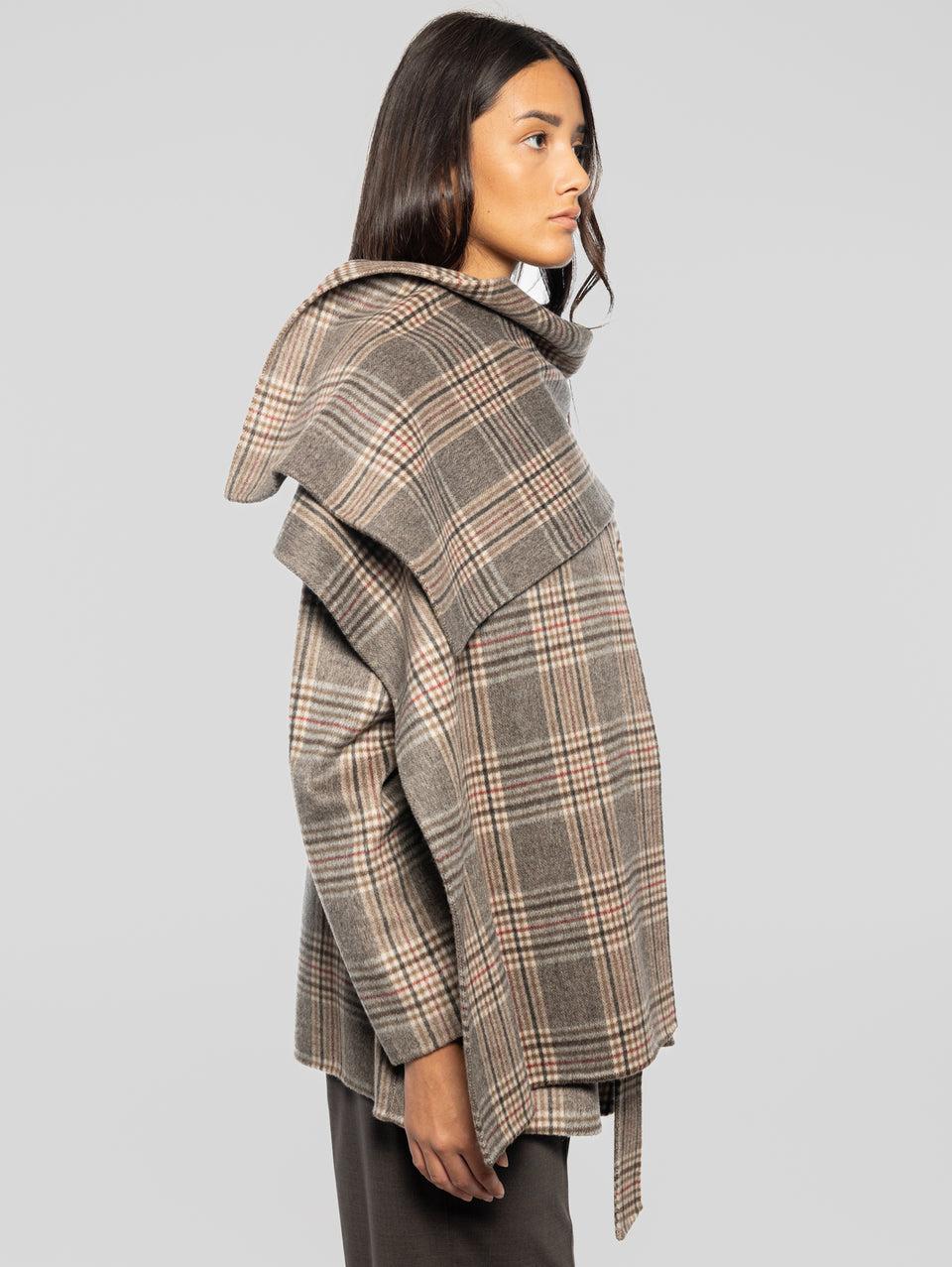 P.A.R.O.S.H. Cappotto Corto Check con Cintura Marrone Lightning offer