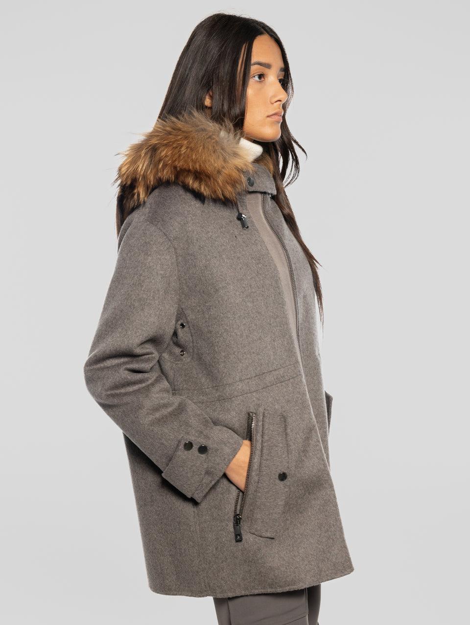 P.A.R.O.S.H. Cappotto con Cappuccio in Double di Lana Marrone Grandi sconti