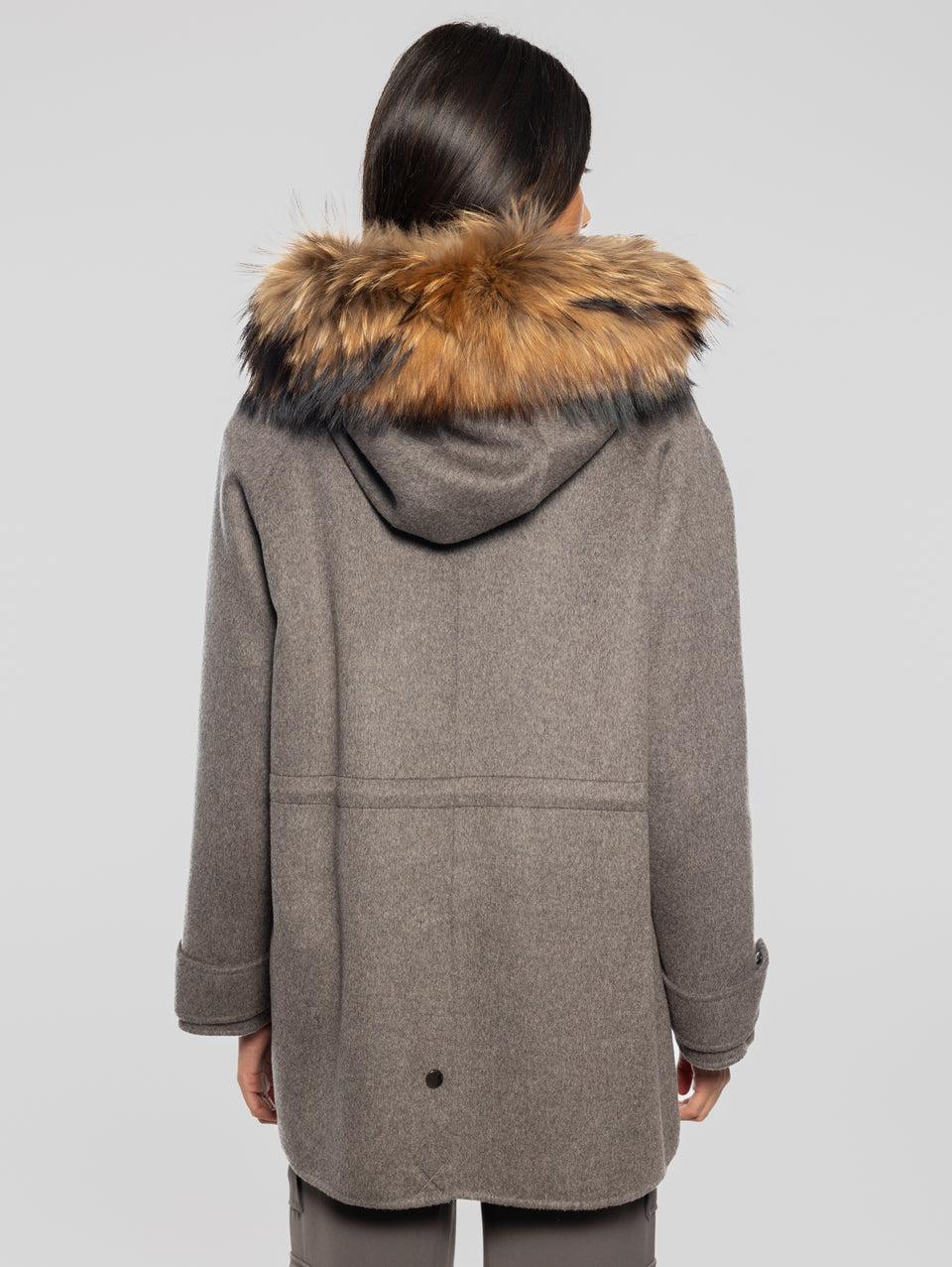 P.A.R.O.S.H. Cappotto con Cappuccio in Double di Lana Marrone Grandi sconti
