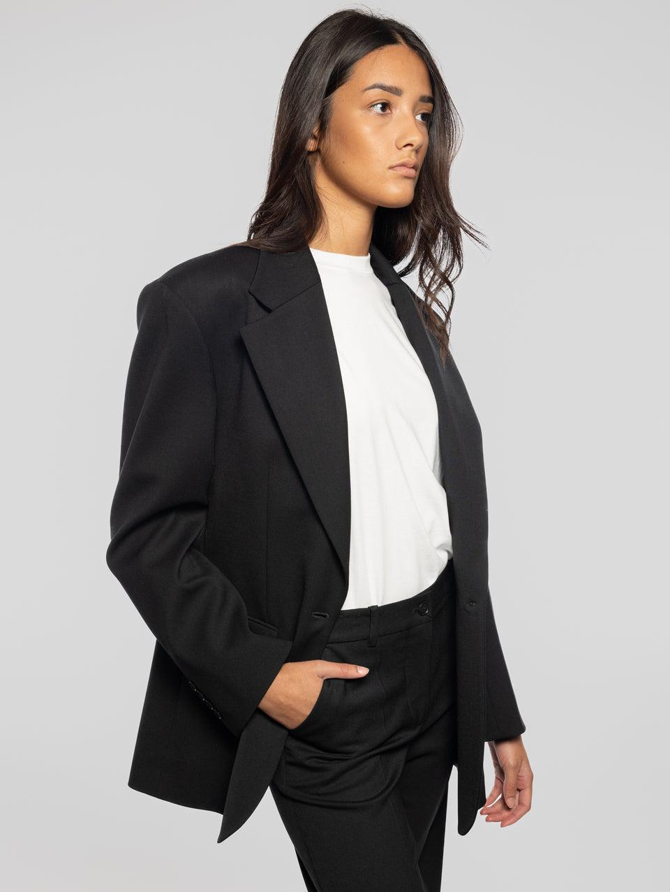 P.A.R.O.S.H. Giacca Oversize in Fresco Lana Nero Liquidazione