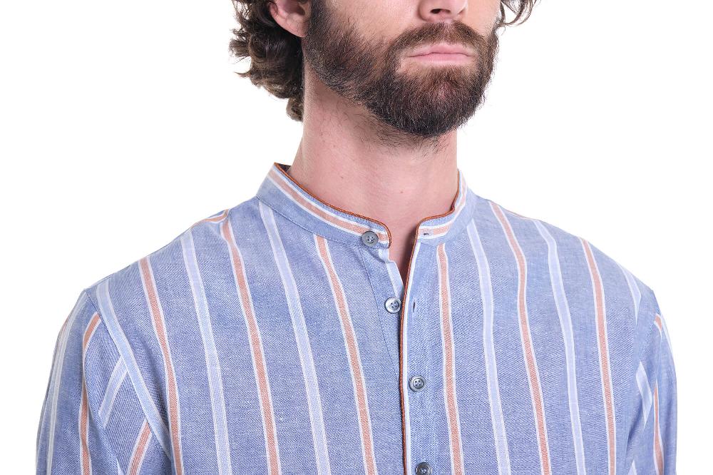 Verdiani Camicia Navetta Riga Lino/Cotone Outlet