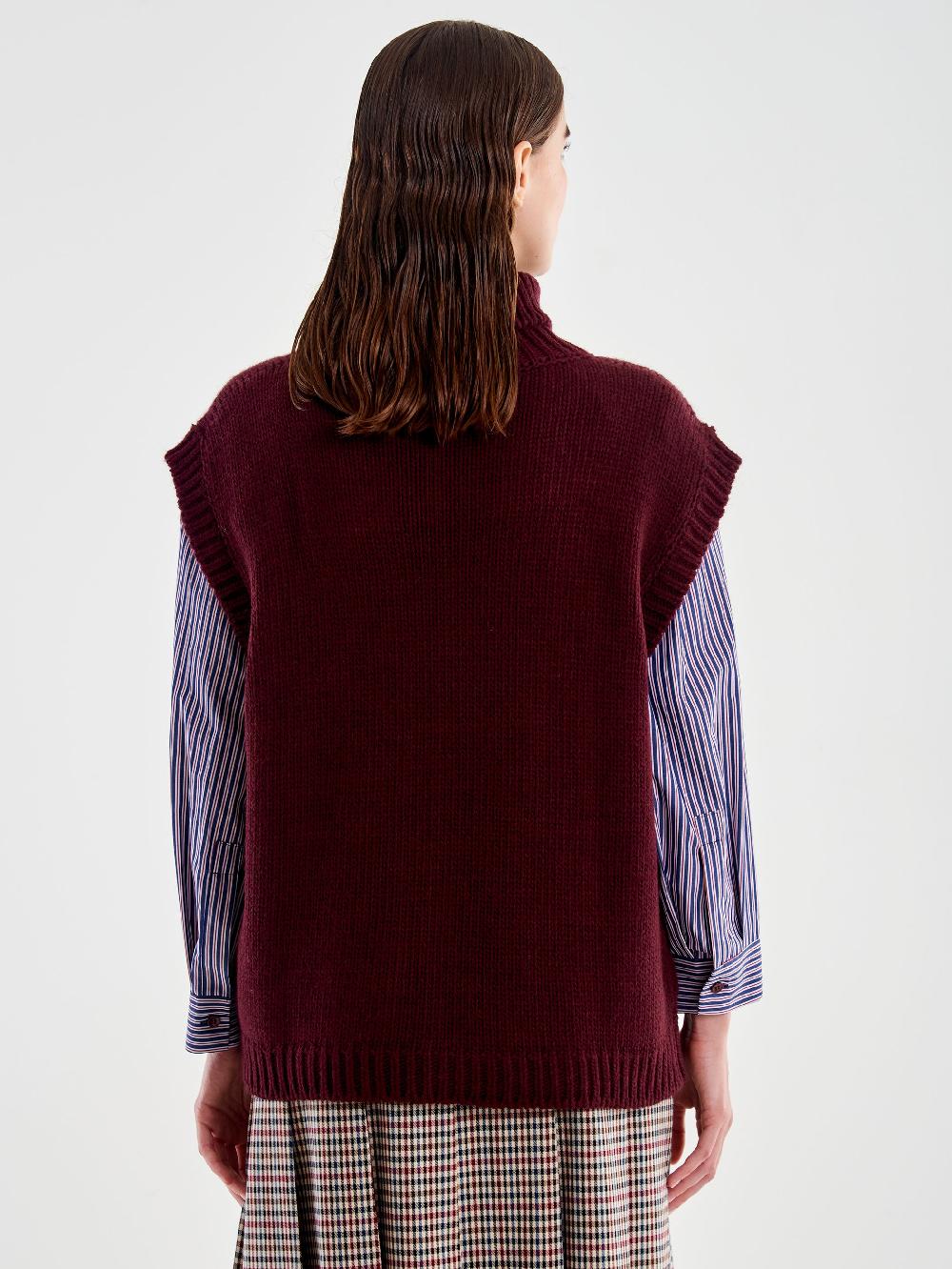 Vicolo Pull Collo Alto senza Maniche Bordeaux Promozione Limitata