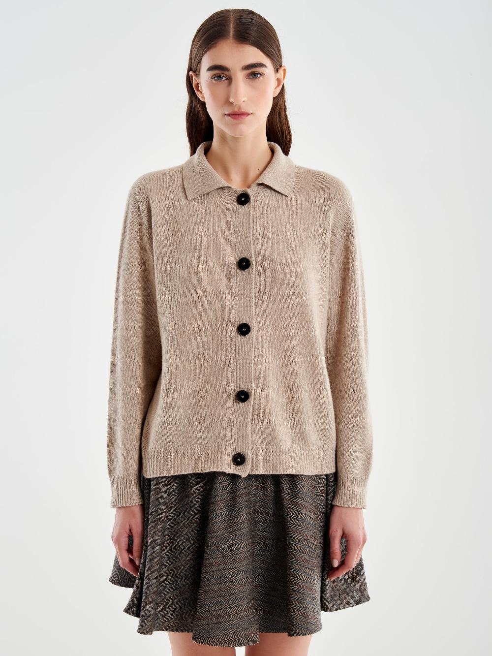 Vicolo Cardigan Con Colletto e Bottoni Marrone Shopping Online