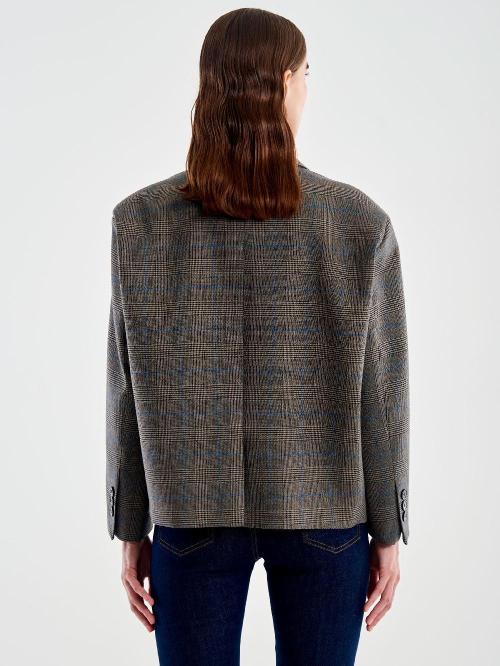 Vicolo Giacca Oversized Cropped Quadri Marrone Novità