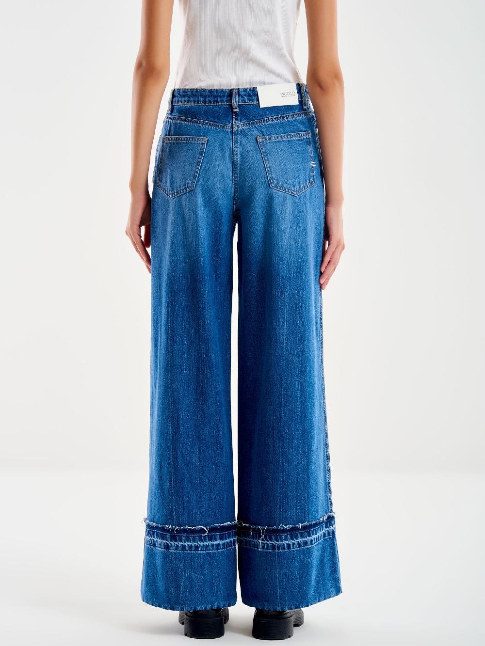 Vicolo Jeans Icon Lexie con Fondo Ricucito Blu Pezzi Unici