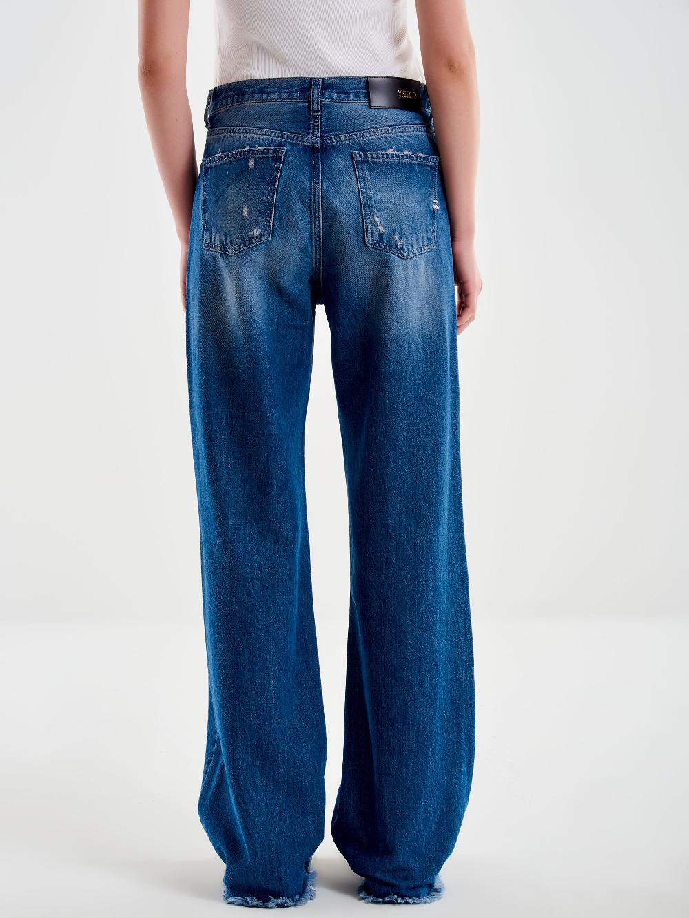 Vicolo Jeans Ampio Zeno Sfrangiato Blu Soddisfazione Garantita