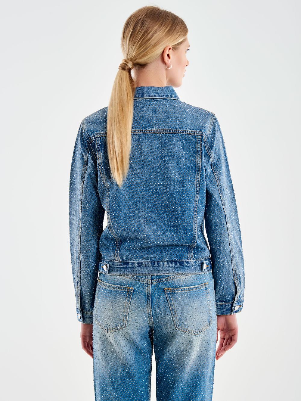 Vicolo Giacca Jeans con Strass Blu Negozi Online
