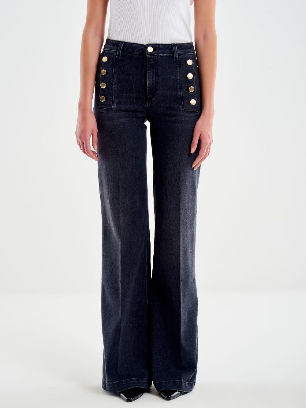 Vicolo Jeans Giudith con Bottoni Nero Nero Fino Al -60%