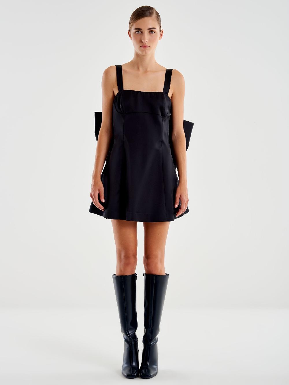 Vicolo Abito Mini con Maxi Fiocco Nero Saldi Di Fabbrica