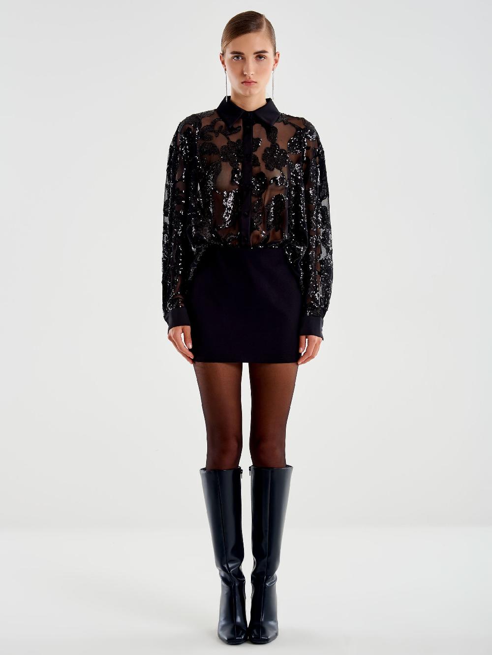 Vicolo Abito Combinato con Arriccio Nero Moda
