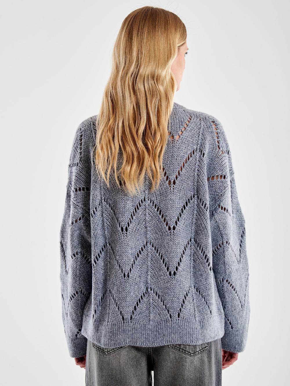 Vicolo Girocollo Over Trecce Lurex Grigio In Linea