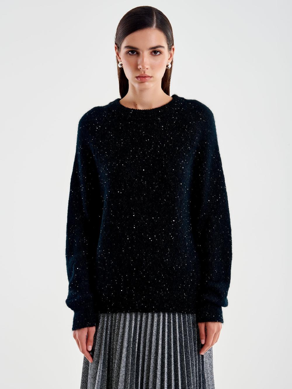Vicolo Pull Girocollo con Fiocco Raso Nero Soddisfazione Garantita