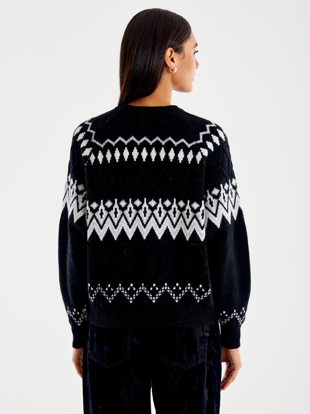 Vicolo Pull Jaquard in Maglia Nero Shopping Online