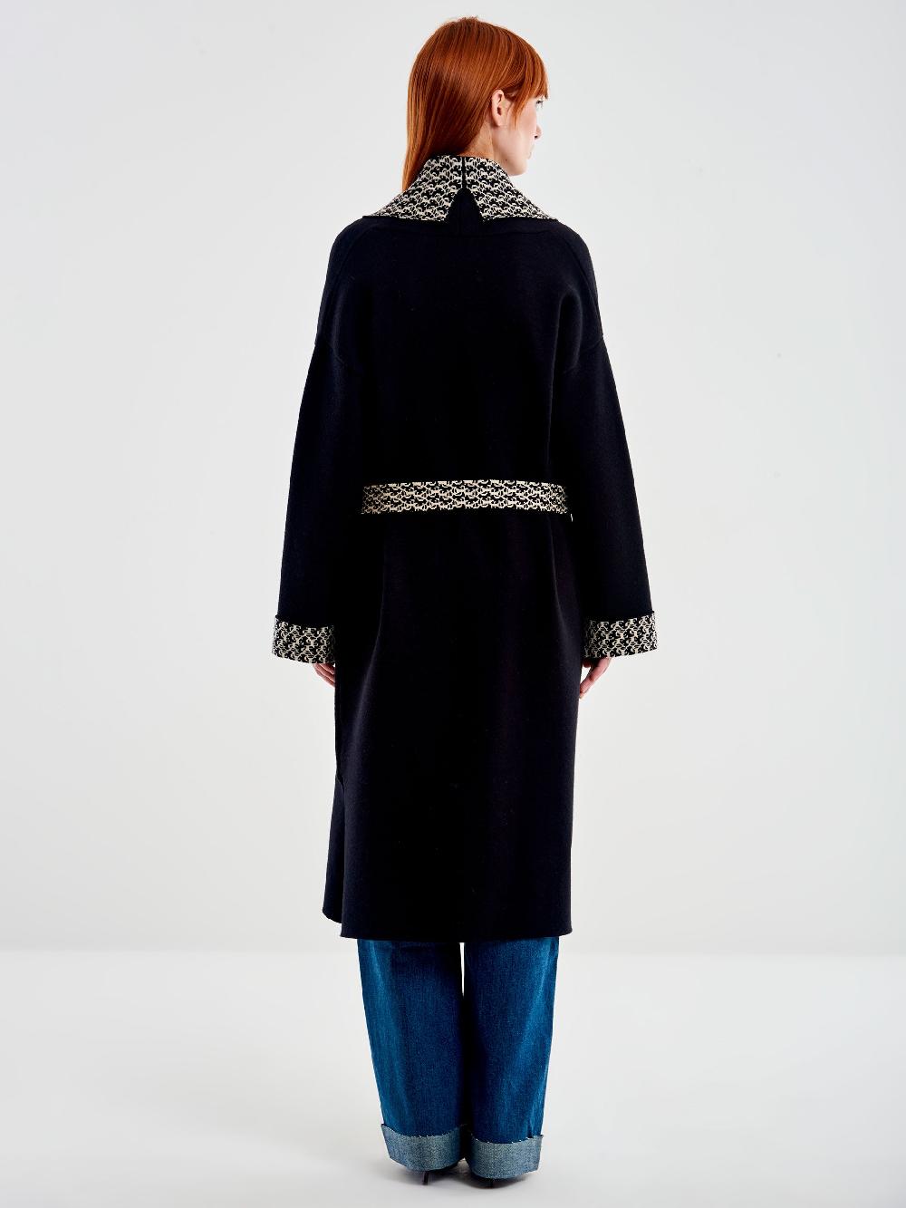 Vicolo Cappotto in Maglia Nero In Vendita