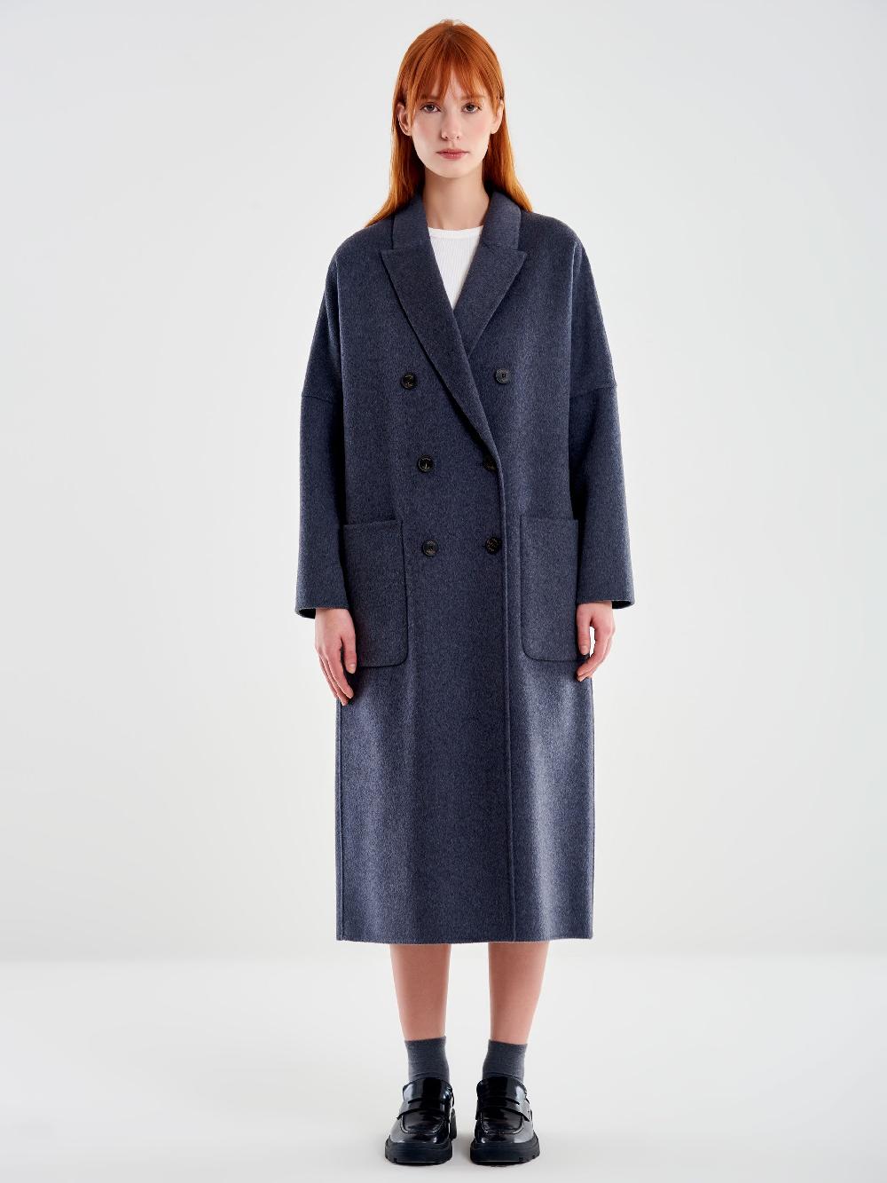 Vicolo Cappotto Doppiopetto Basic Lungo Grigio Saldi