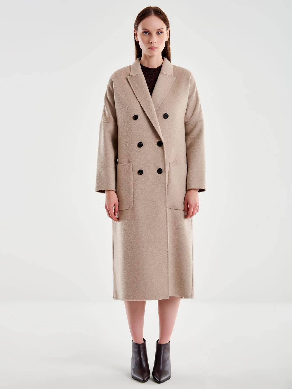 Vicolo Cappotto Doppiopetto Basic Lungo Tortora Hotsell