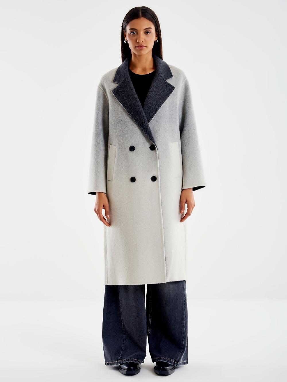 Vicolo Cappotto Ampio Effetto Sfumato Grigio Saldi Di Fabbrica