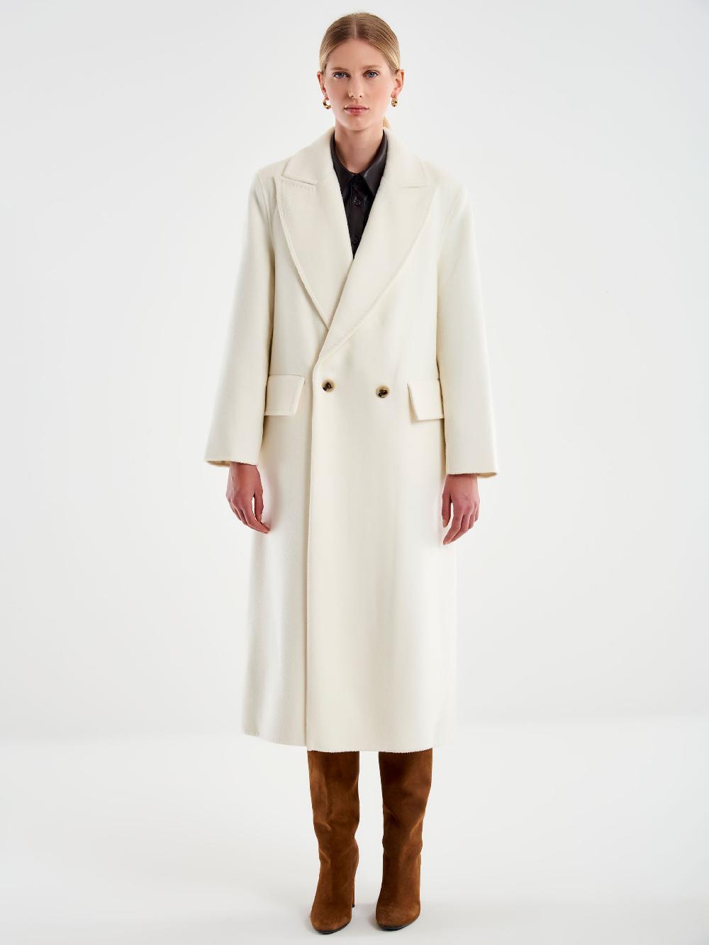 Vicolo Cappotto Lungo Doppiopetto Bianco In Saldo