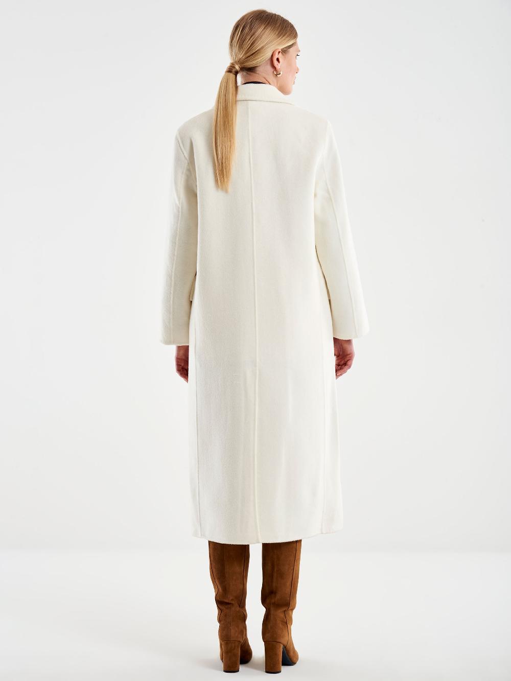 Vicolo Cappotto Lungo Doppiopetto Bianco In Saldo