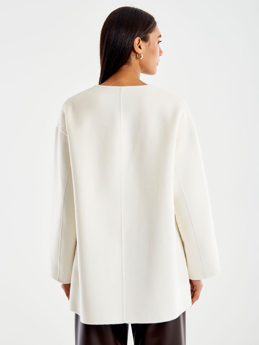 Vicolo Cappotto Corto Scollo a V Bianco Nuova