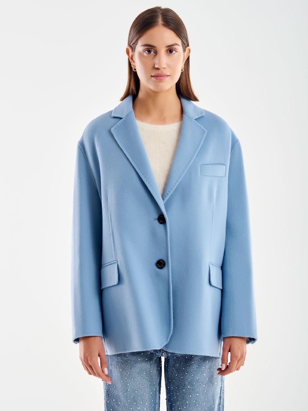 Vicolo Giacca Oversized Misto Lana Azzurro Moda