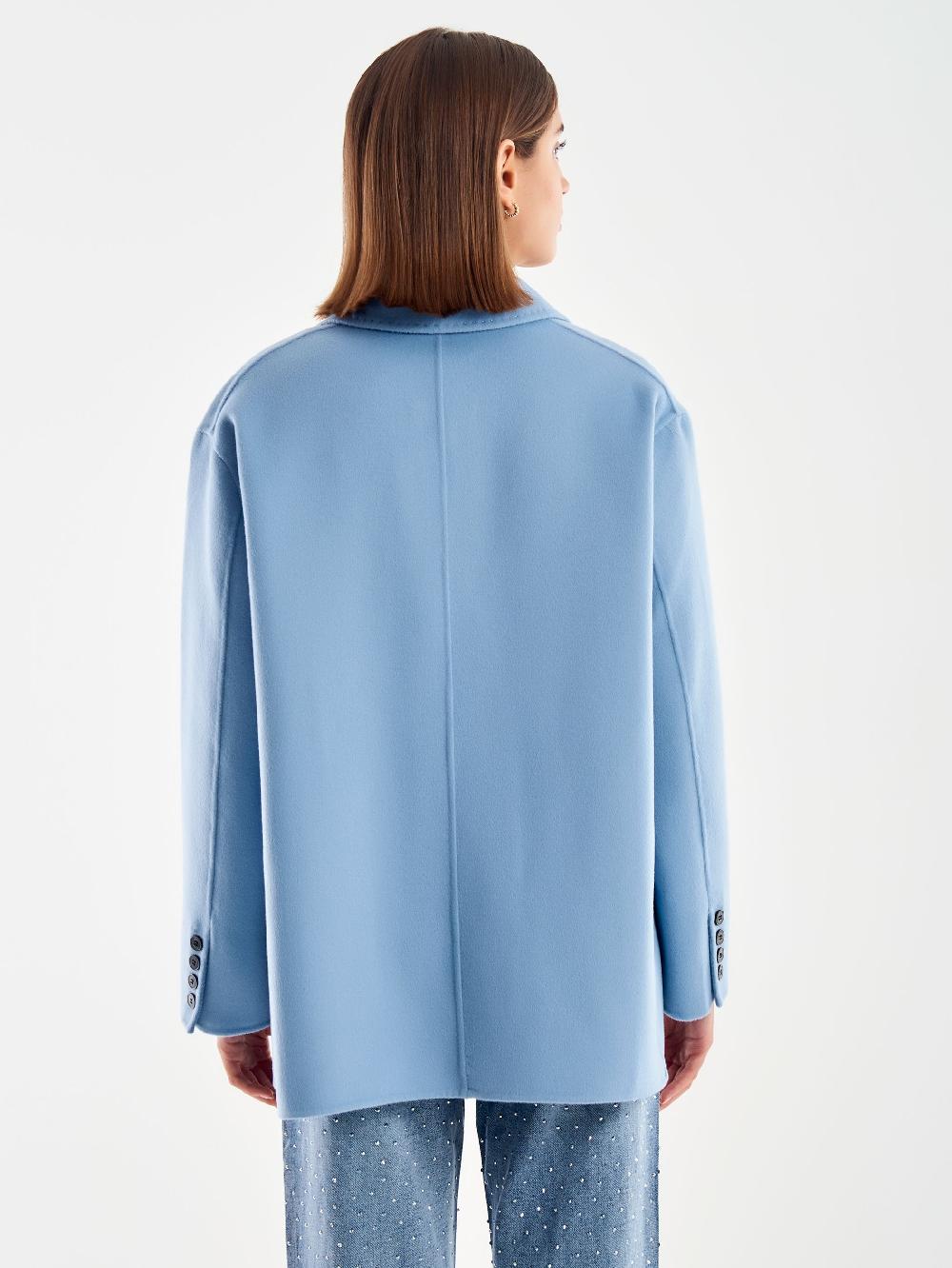Vicolo Giacca Oversized Misto Lana Azzurro Moda